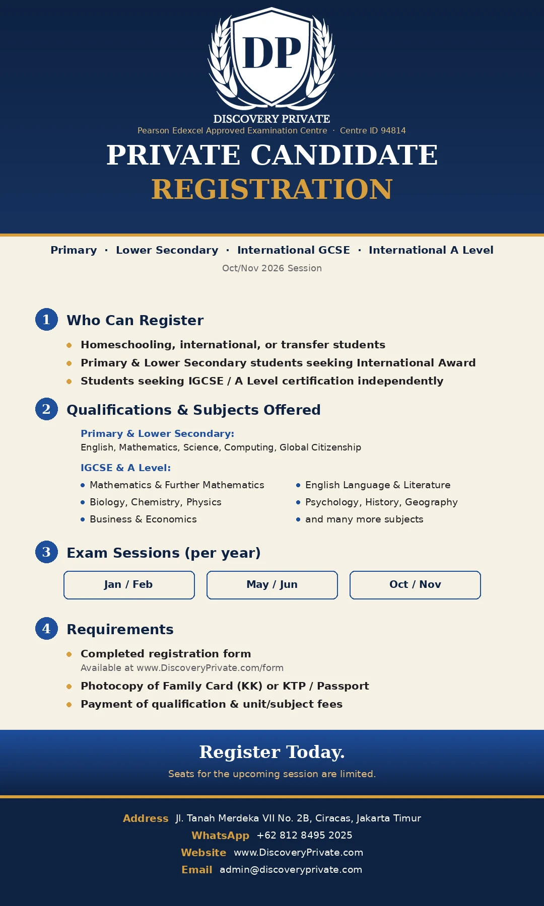 Private Candidate Registration Discovery Private
